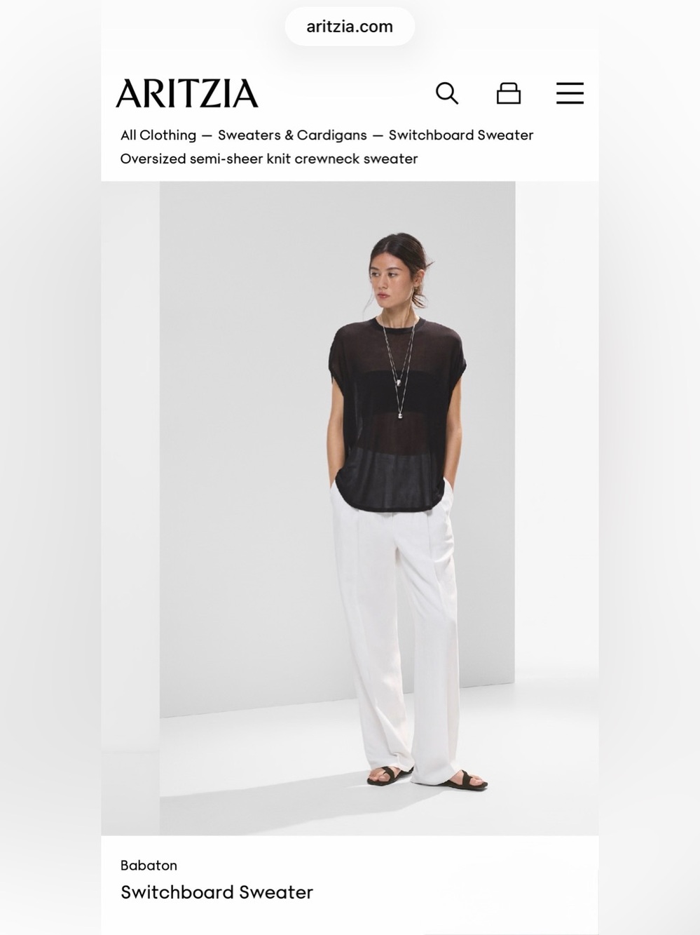 NWOT Aritzia Babaton Switchboard Mesh Sheer Sweater Top M
